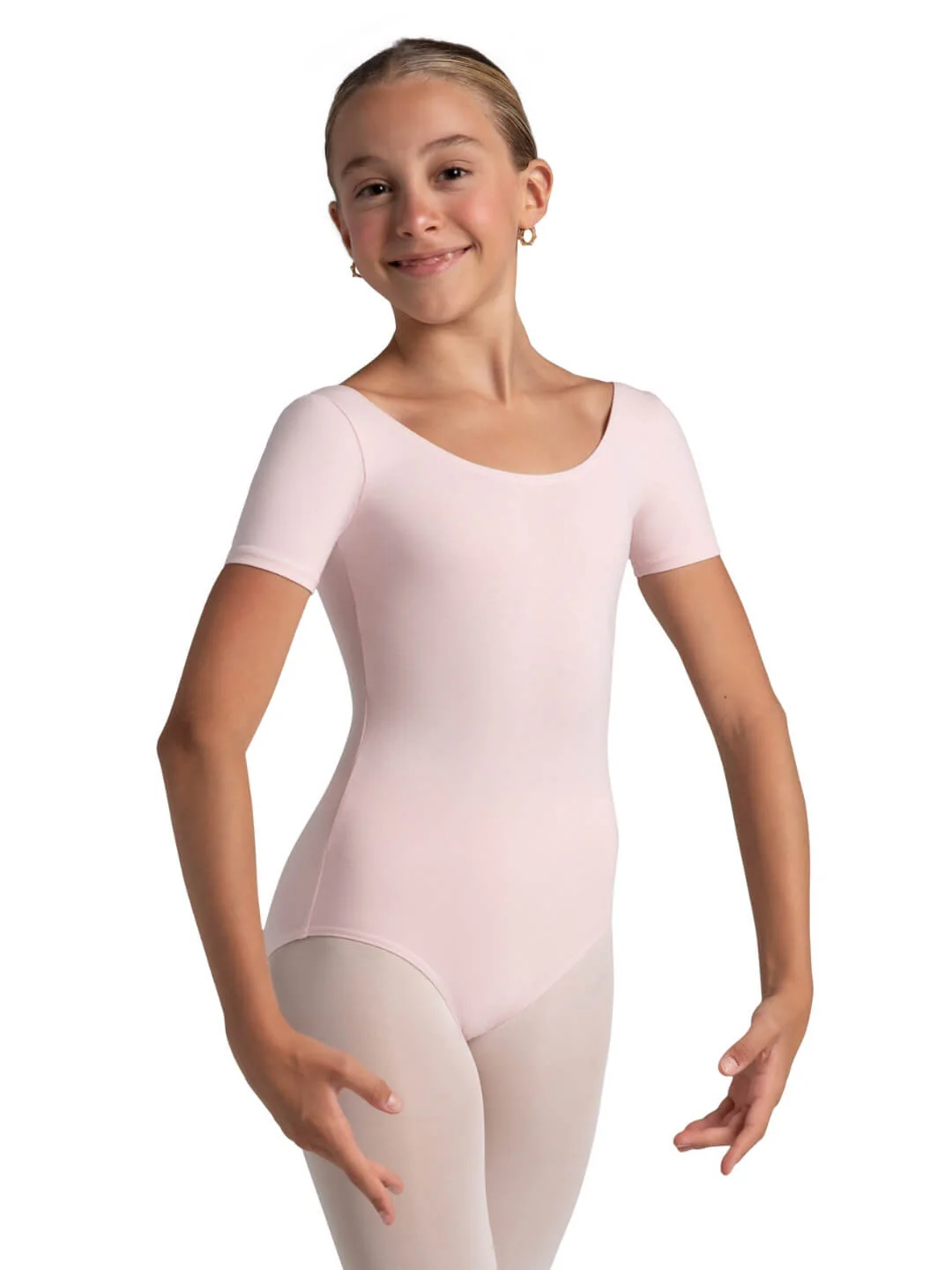 Scoop Neck Short Sleeve Leotard - Girls - Image 16