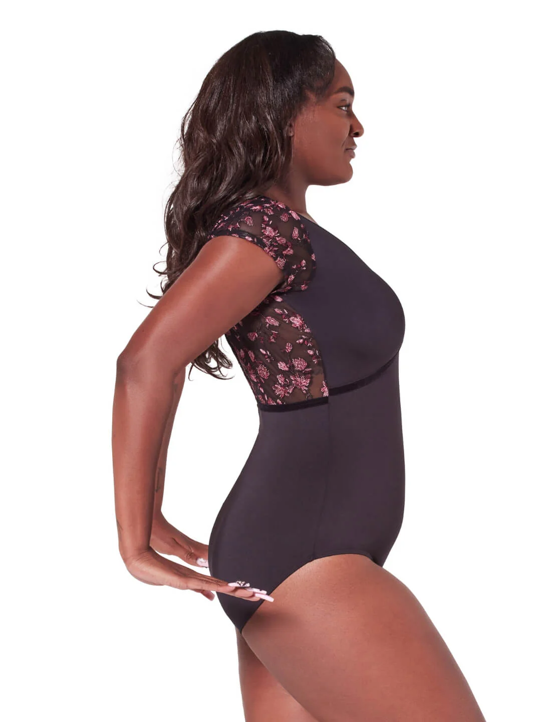Ornate Romance Fascination Short Sleeve Mesh Leotard - Image 2