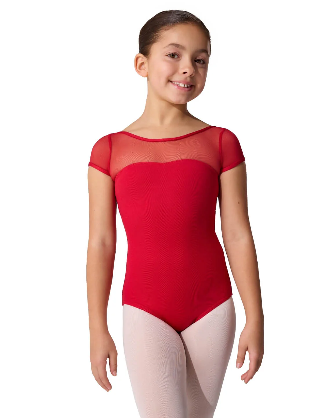 Studio Collection Mesh Yoke Short Sleeve Leotard - Girls - Image 13