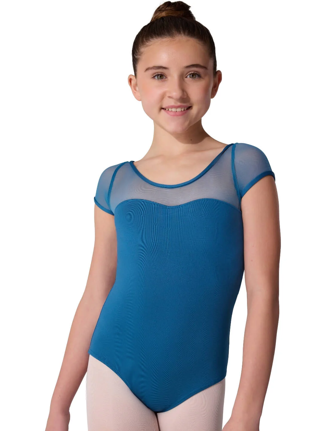 Studio Collection Mesh Yoke Short Sleeve Leotard - Girls - Image 14