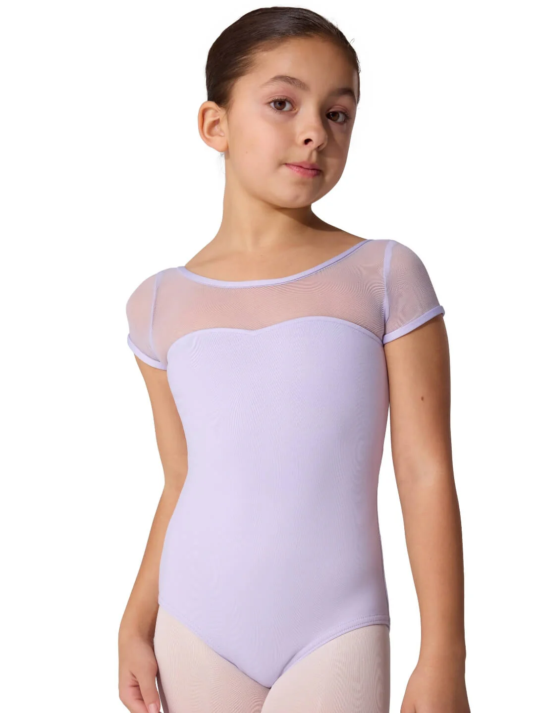 Studio Collection Mesh Yoke Short Sleeve Leotard - Girls - Image 16