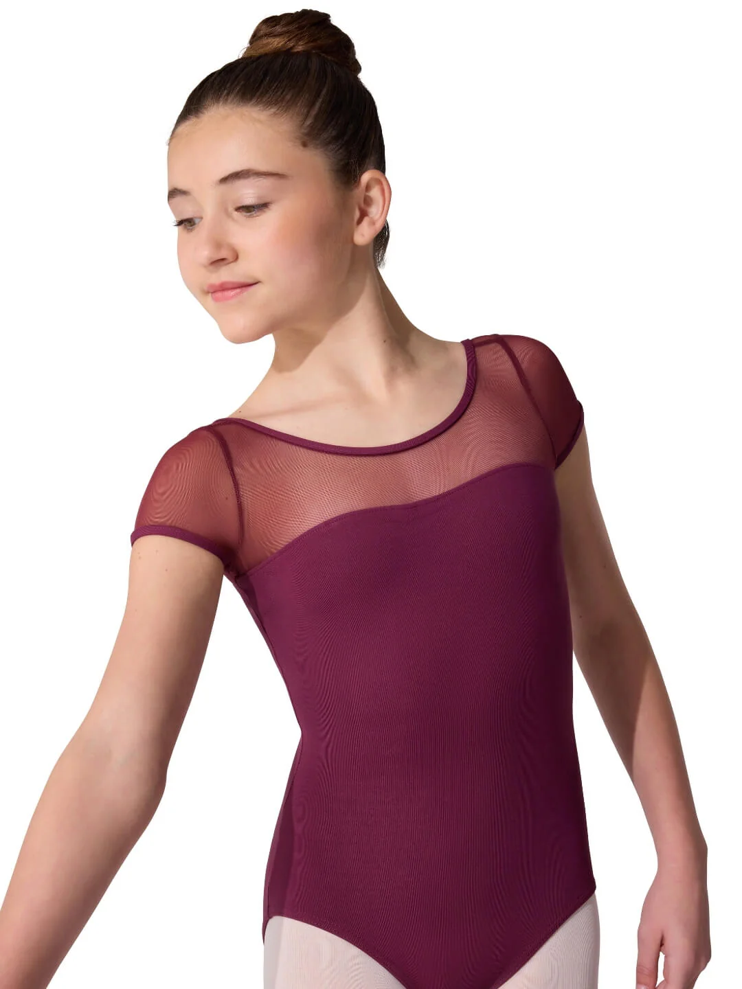 Studio Collection Mesh Yoke Short Sleeve Leotard - Girls - Image 18