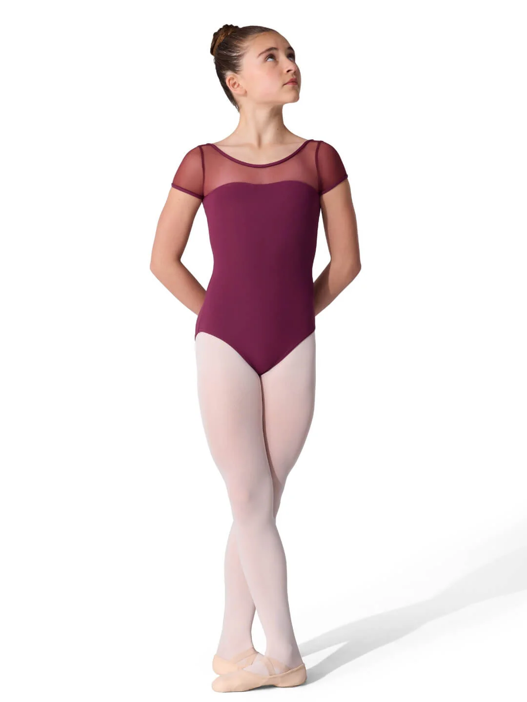Studio Collection Mesh Yoke Short Sleeve Leotard - Girls - Image 19