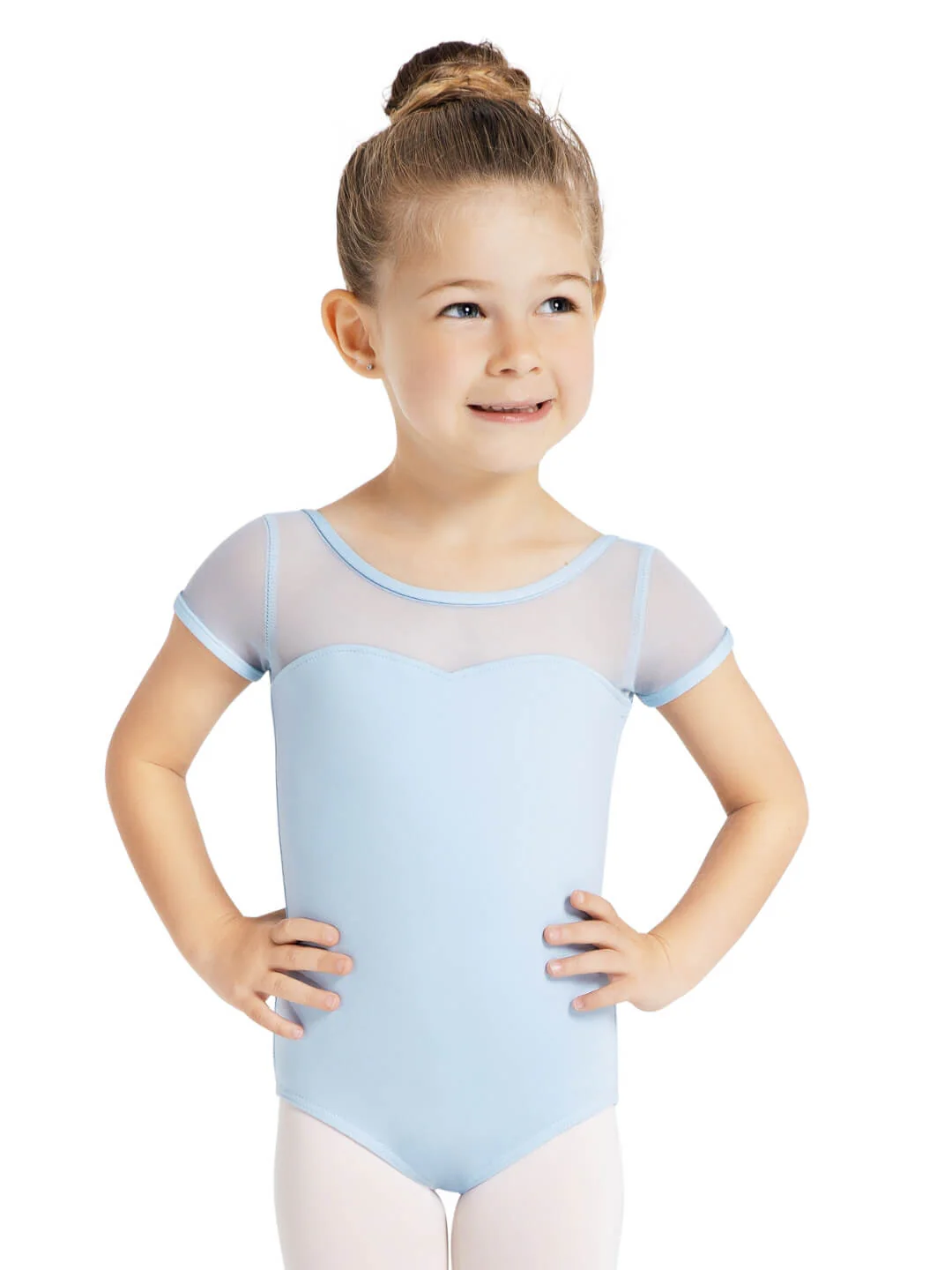 Studio Collection Mesh Yoke Short Sleeve Leotard - Girls - Image 5