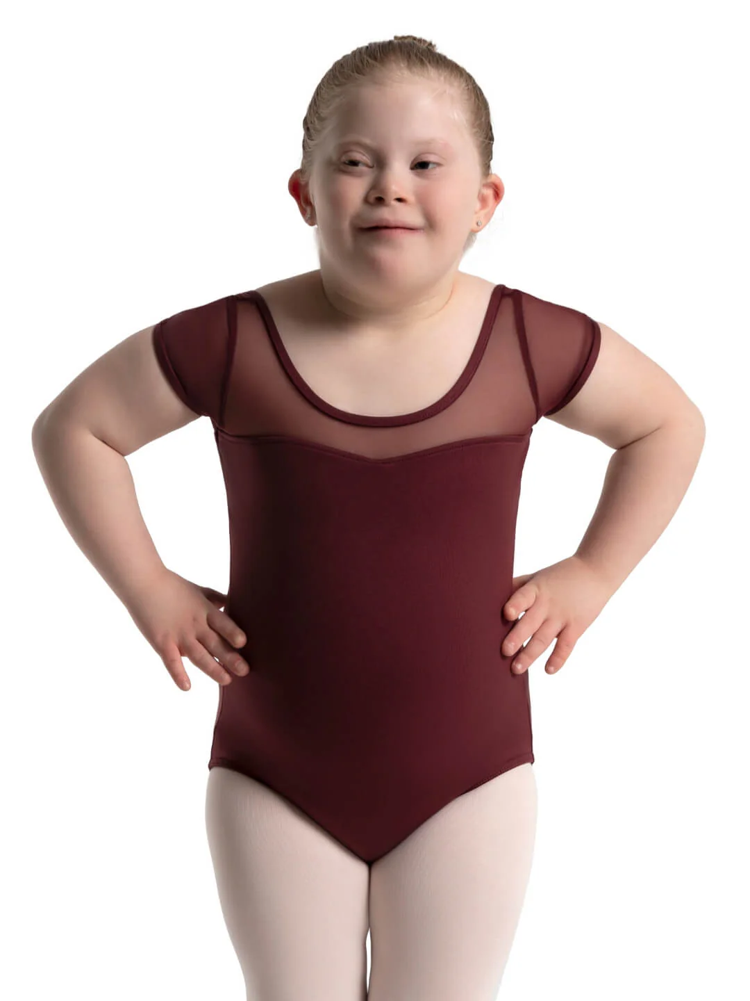Studio Collection Mesh Yoke Short Sleeve Leotard - Girls - Image 11