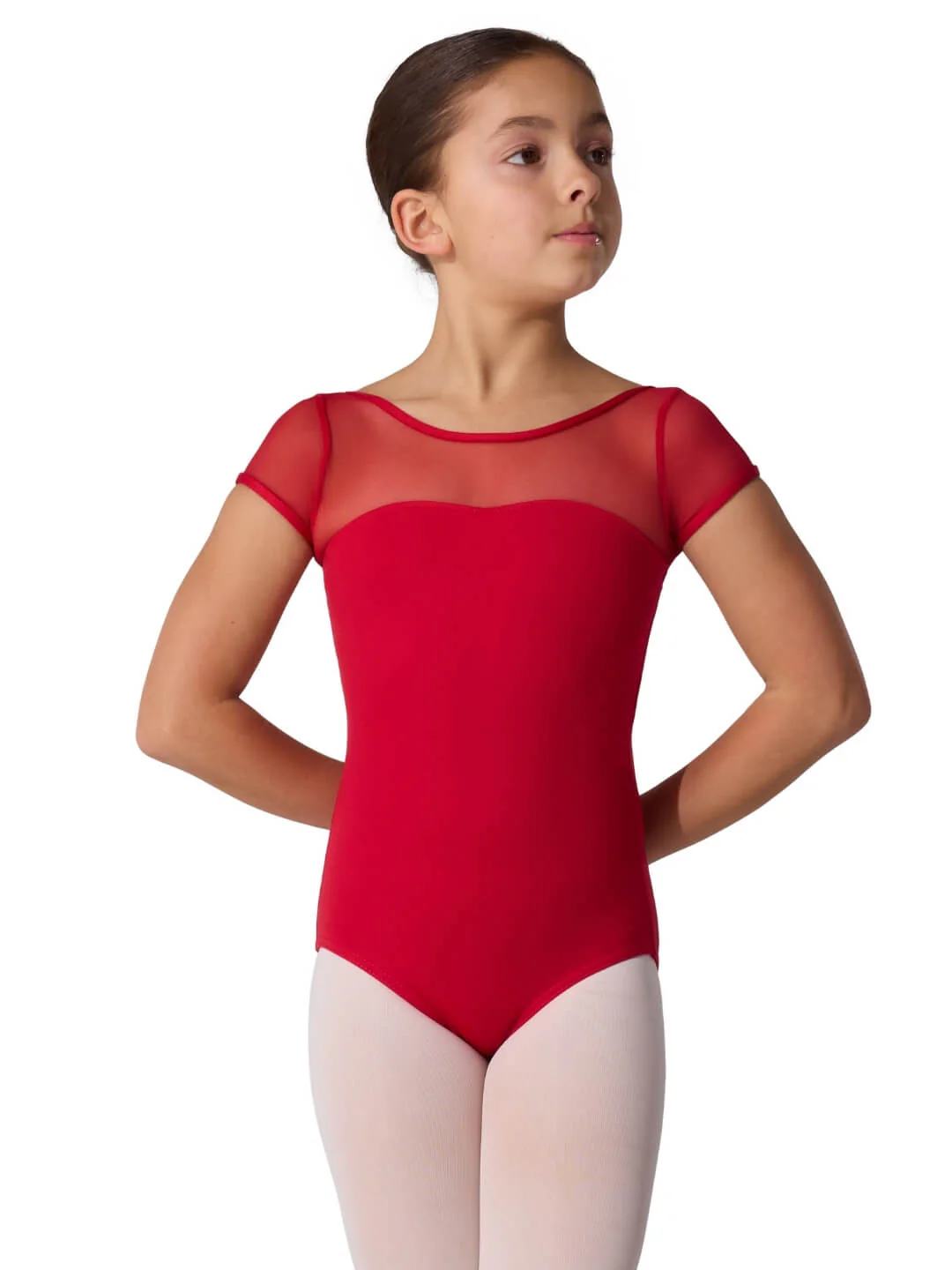Studio Collection Mesh Yoke Short Sleeve Leotard - Girls - Image 29
