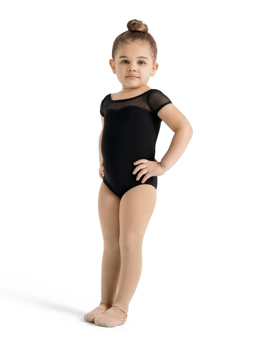 Studio Collection Mesh Yoke Short Sleeve Leotard - Girls - Image 7