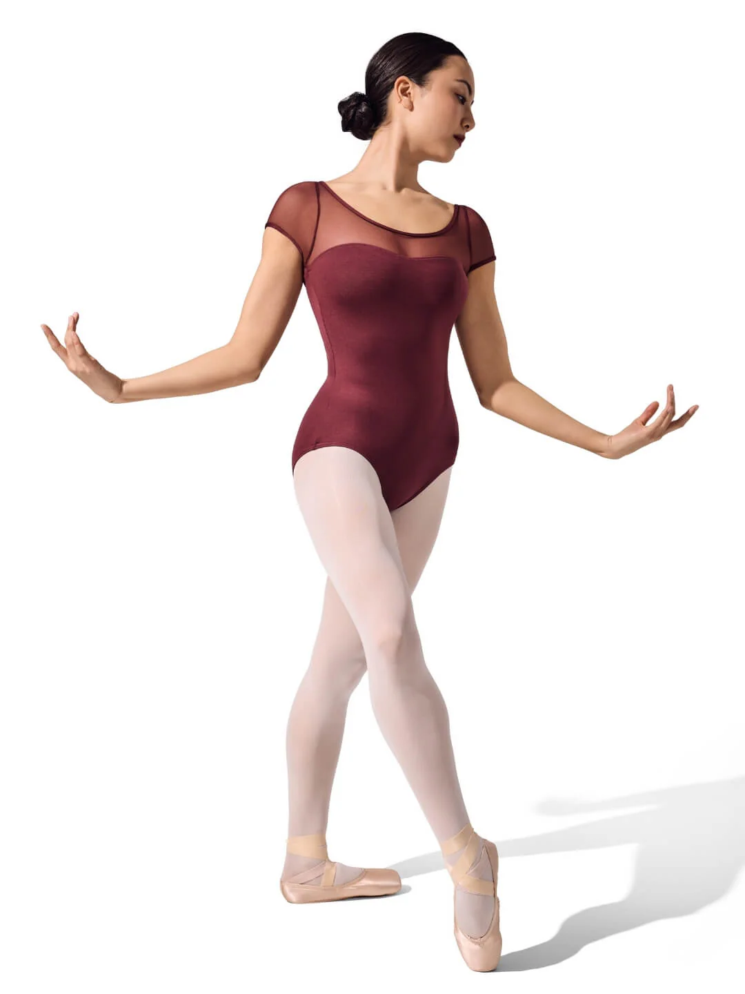 Studio Collection Mesh Yoke SS Leotard - Image 15