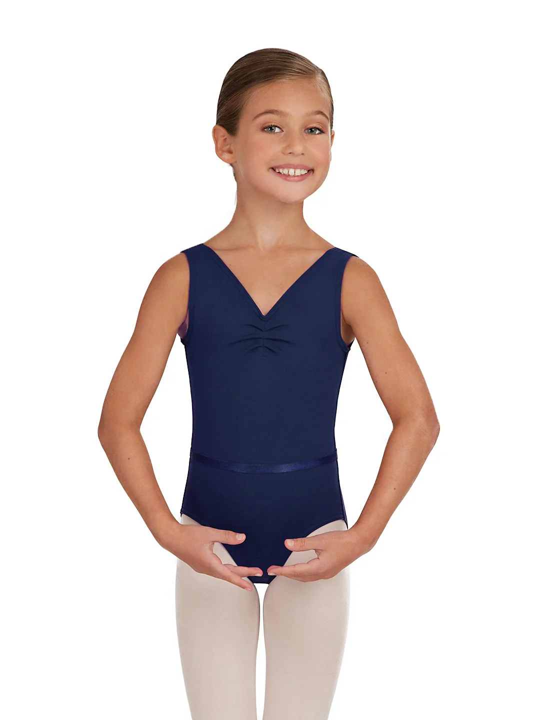 V-Neck Pinch Front Leotard w/Belt - Girls - Image 6
